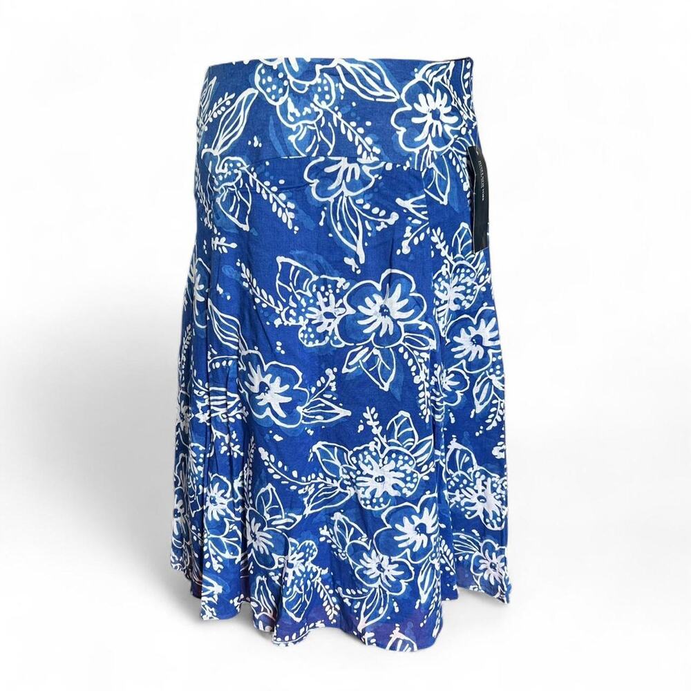 Jones New York Blue & White Floral Cotton Midi Skirt BNWT Size 6 Petite